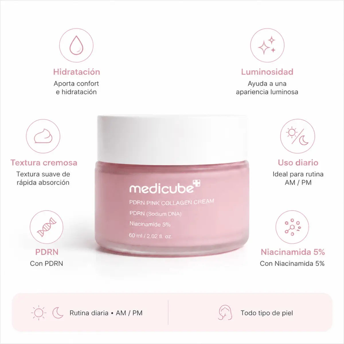 Medicube PDRN Pink Collagen Gel Cream (60ml) – Crema Facial - Zivanne