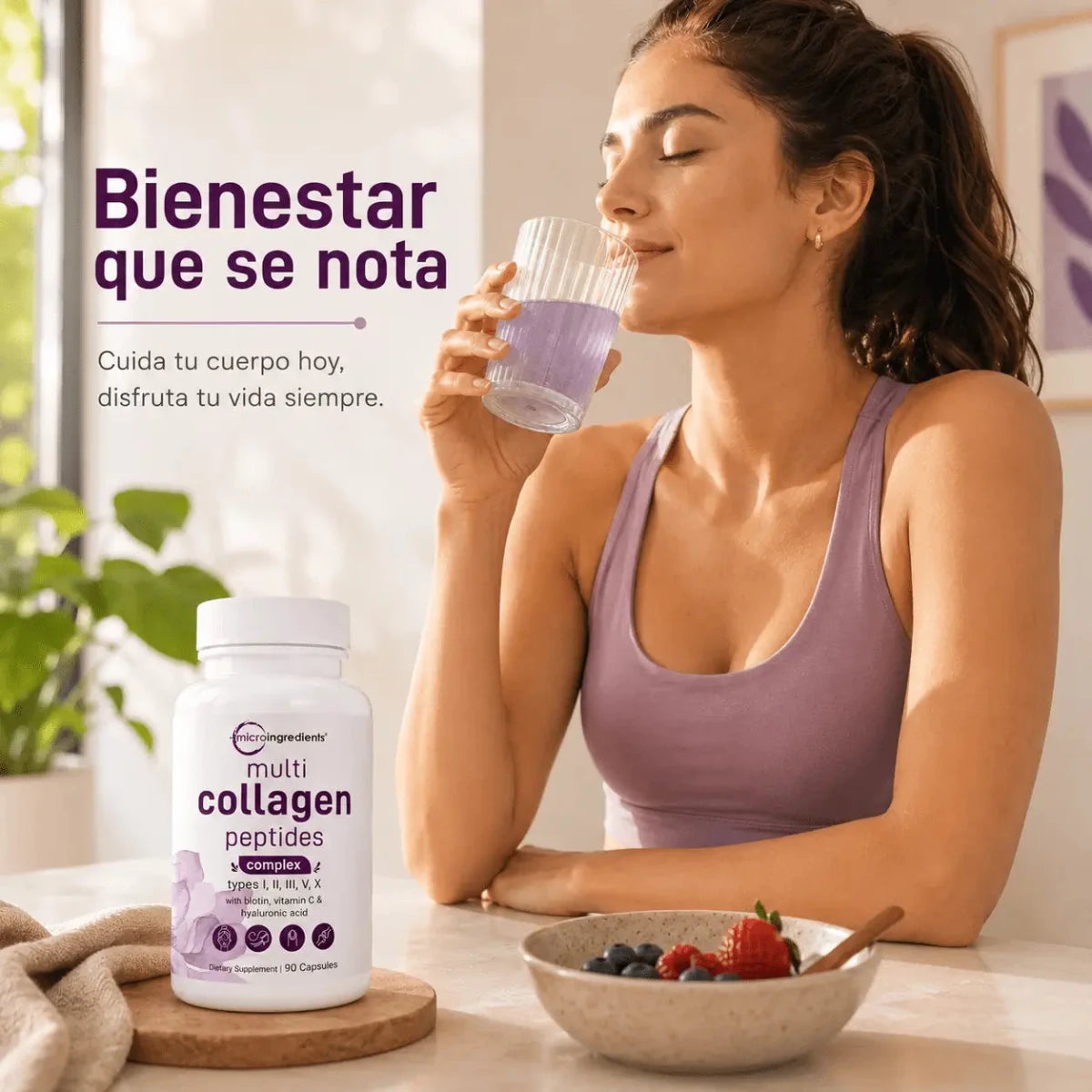 Micro Ingredients Multi Collagen Peptides Complejo de Colageno 90 Capsulas Zivanne