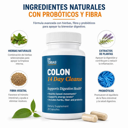 Dr Tobias Colon 14 Day Cleanse 28 Capsulas Suplemento de Fibra Zivanne