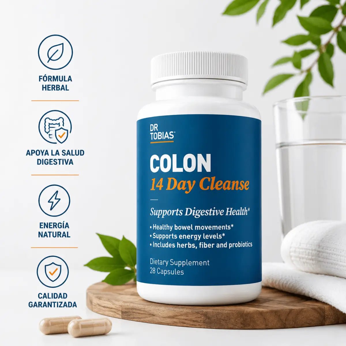 Dr. Tobias Colon 14 Day Cleanse (28 Cápsulas) – Suplemento de Fibra - Zivanne