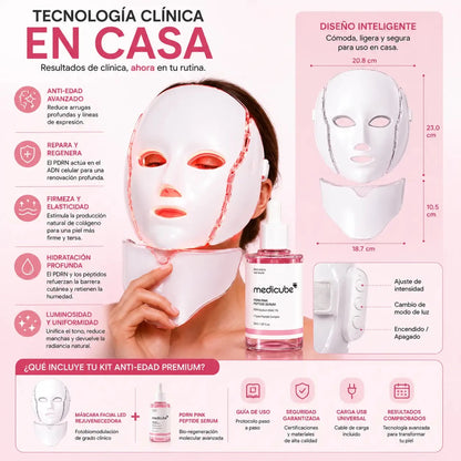 Kit Facial con Máscara LED y Sérum PDRN Coreano Zivanne