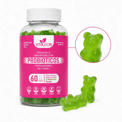 Vitalcom Probioticos + Prebioticos 60 Gomitas Manzana Verde Zivanne