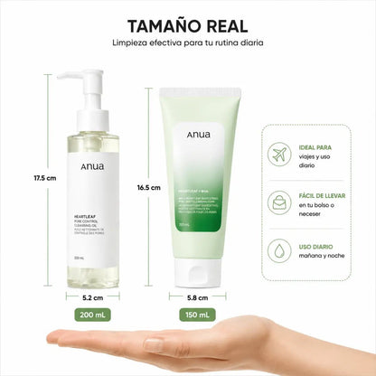 Kit de Doble Limpieza Coreana Anua: Aceite Limpiador 200ml + Espuma Limpiadora 150ml - Zivanne