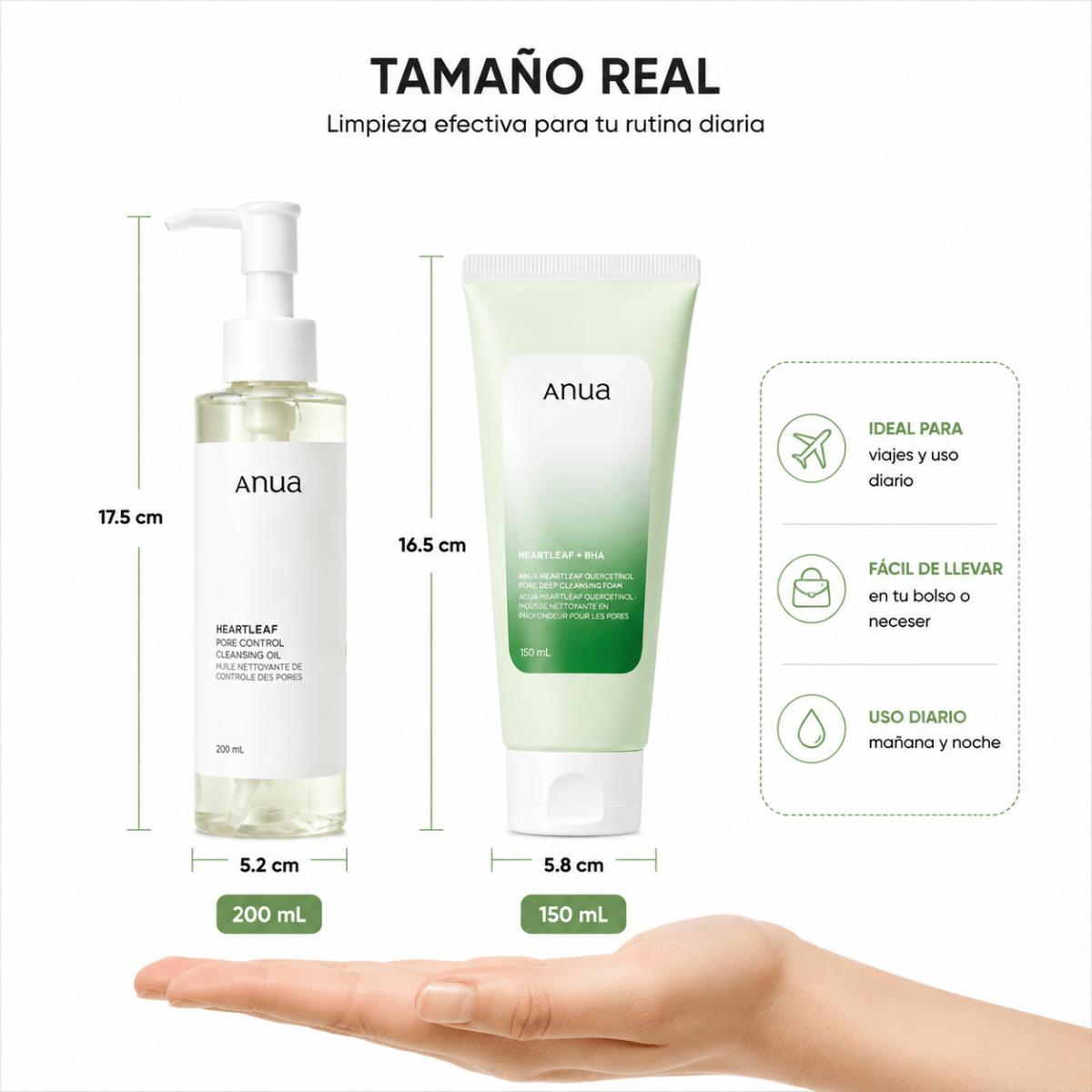 Kit de Doble Limpieza Coreana Anua: Aceite Limpiador 200ml + Espuma Limpiadora 150ml - Zivanne