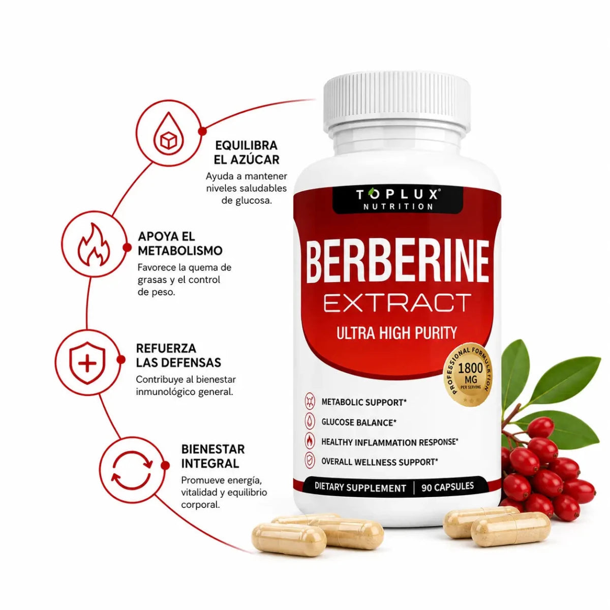 Toplux Nutrition Berberine Extract Suplemento Nutricional Botanico Zivanne