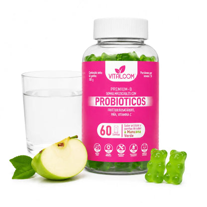 Vitalcom Probioticos + Prebioticos 60 Gomitas Manzana Verde Zivanne