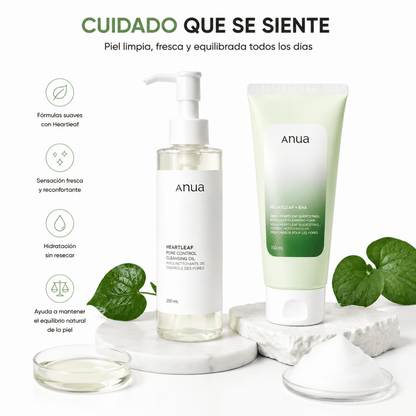 Kit de Doble Limpieza Coreana Anua: Aceite Limpiador 200ml + Espuma Limpiadora 150ml - Zivanne