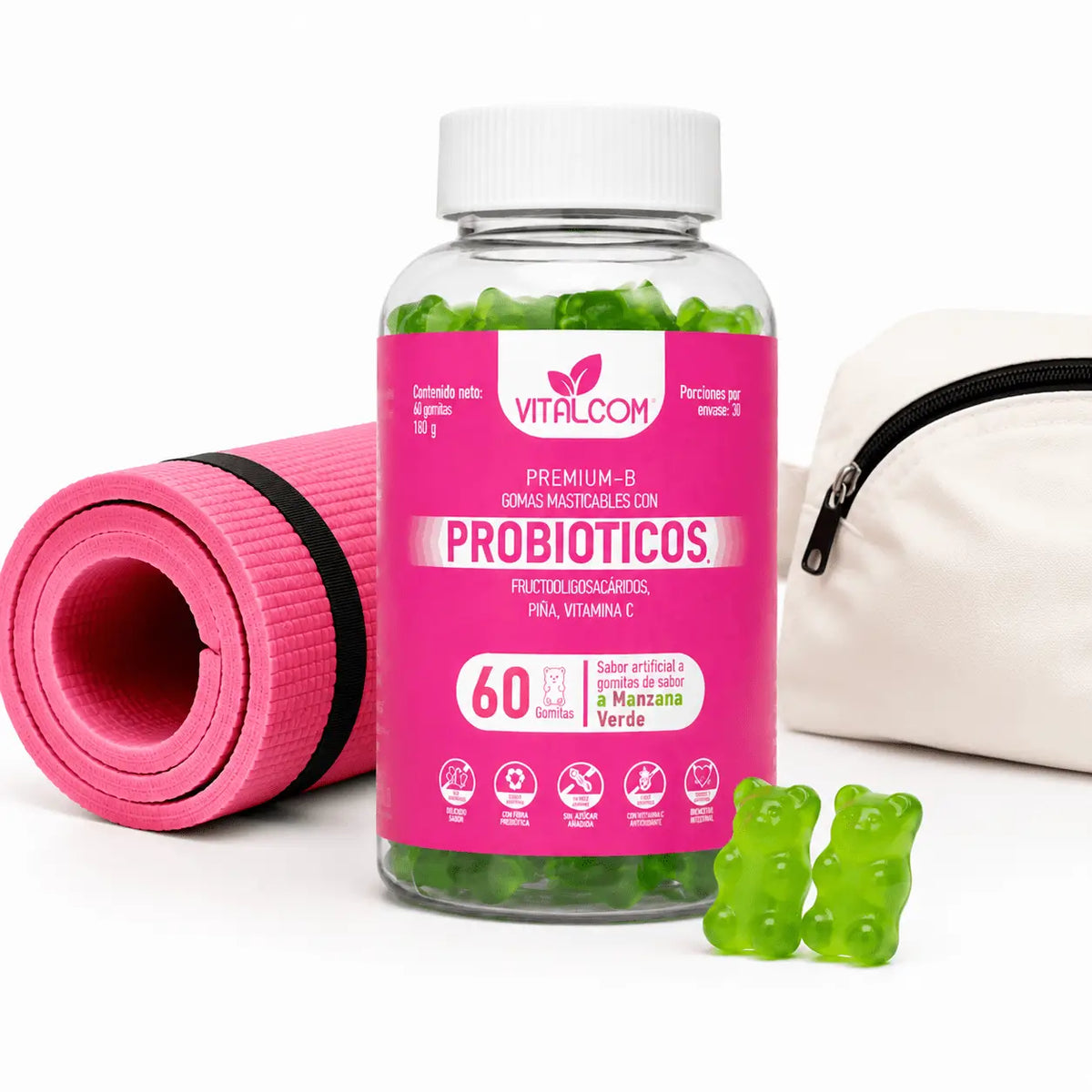 Vitalcom Probioticos + Prebioticos 60 Gomitas Manzana Verde Zivanne