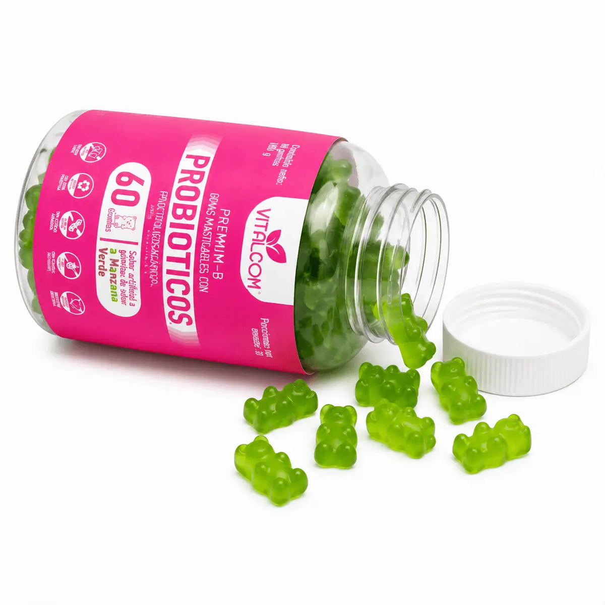 Vitalcom Probioticos + Prebioticos 60 Gomitas Manzana Verde Zivanne