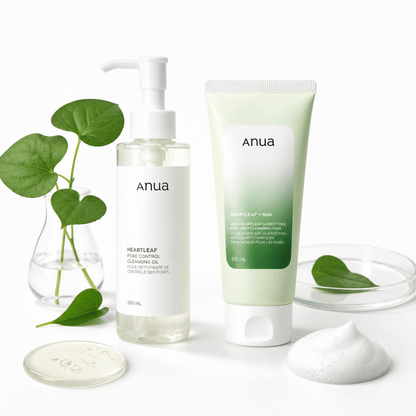 Kit de Doble Limpieza Coreana Anua: Aceite Limpiador 200ml + Espuma Limpiadora 150ml - Zivanne