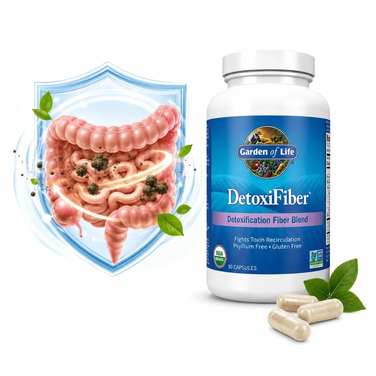 Garden of Life DetoxiFiber 90 Capsulas Fibra Organica Digestiva Zivanne
