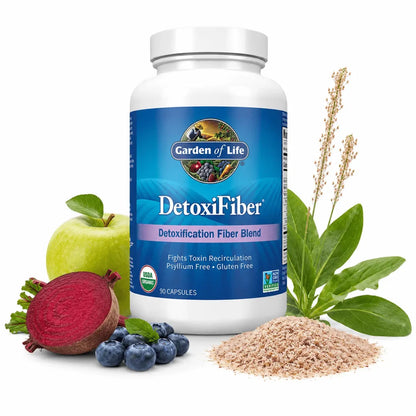 Garden of Life DetoxiFiber 90 Capsulas Fibra Organica Digestiva Zivanne