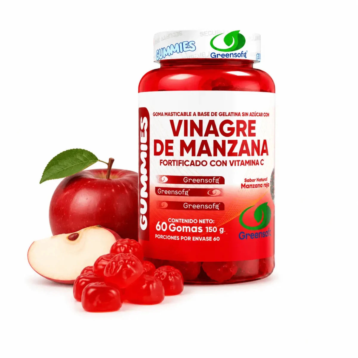 GreenSoft Gummies Vinagre de Manzana con Vitamina C 60 Gomitas Zivanne