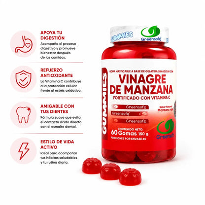 GreenSoft Gummies Vinagre de Manzana con Vitamina C 60 Gomitas Zivanne