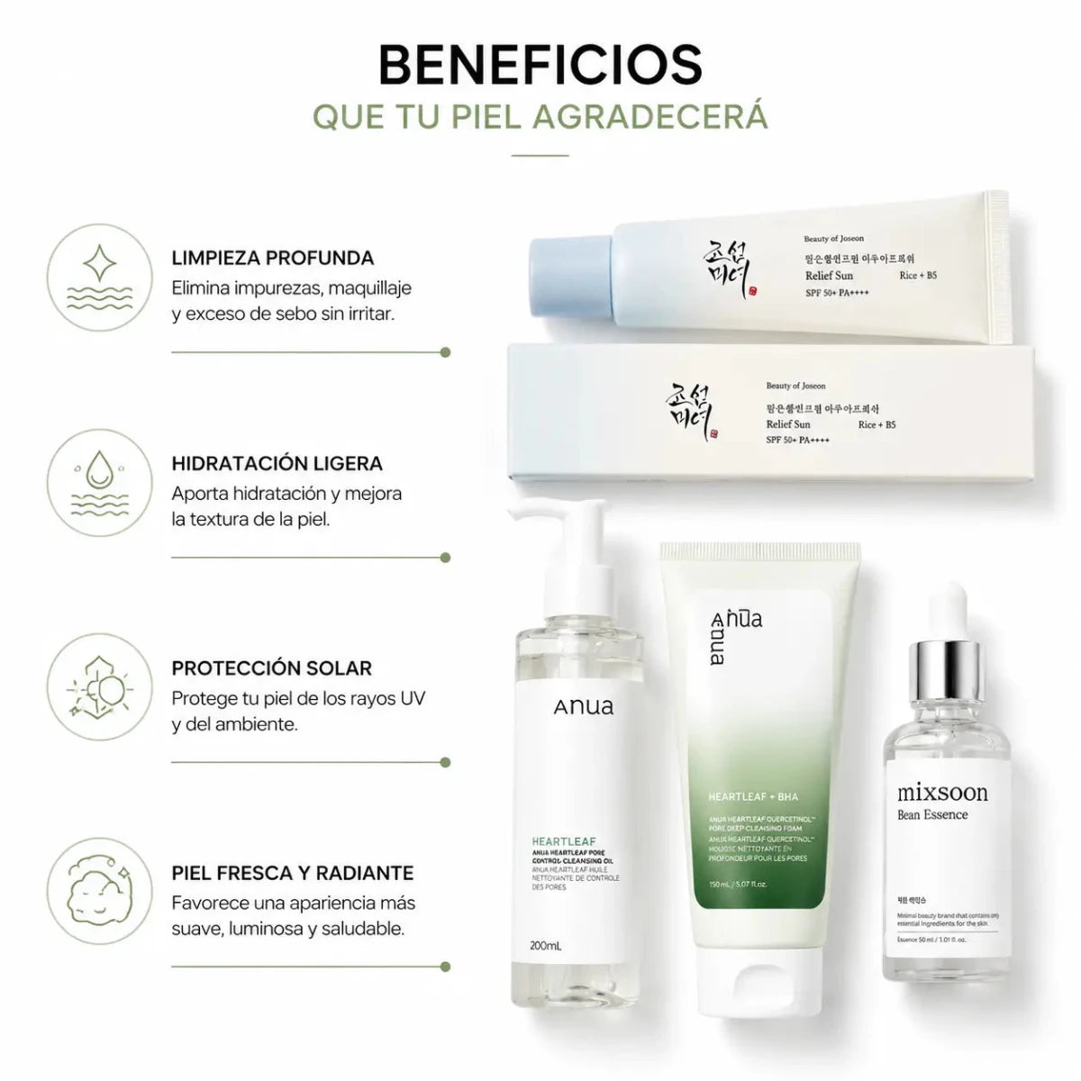 Kit Rutina Facial Coreana de 3 Pasos: Limpieza, Hidratación y Protección Solar - Zivanne