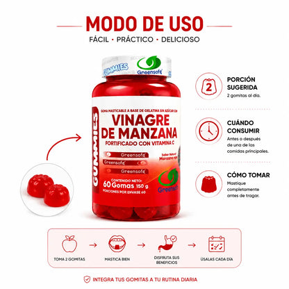 GreenSoft Gummies Vinagre de Manzana con Vitamina C 60 Gomitas Zivanne