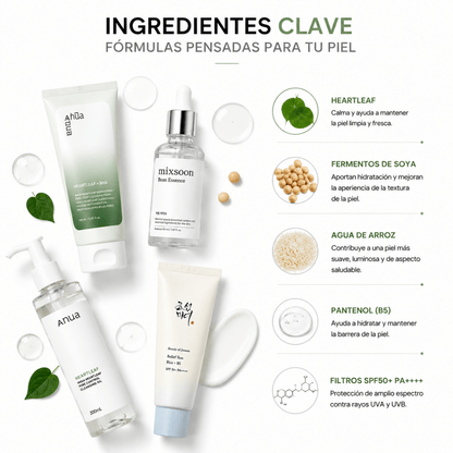 Kit Rutina Facial Coreana de 3 Pasos: Limpieza, Hidratación y Protección Solar - Zivanne