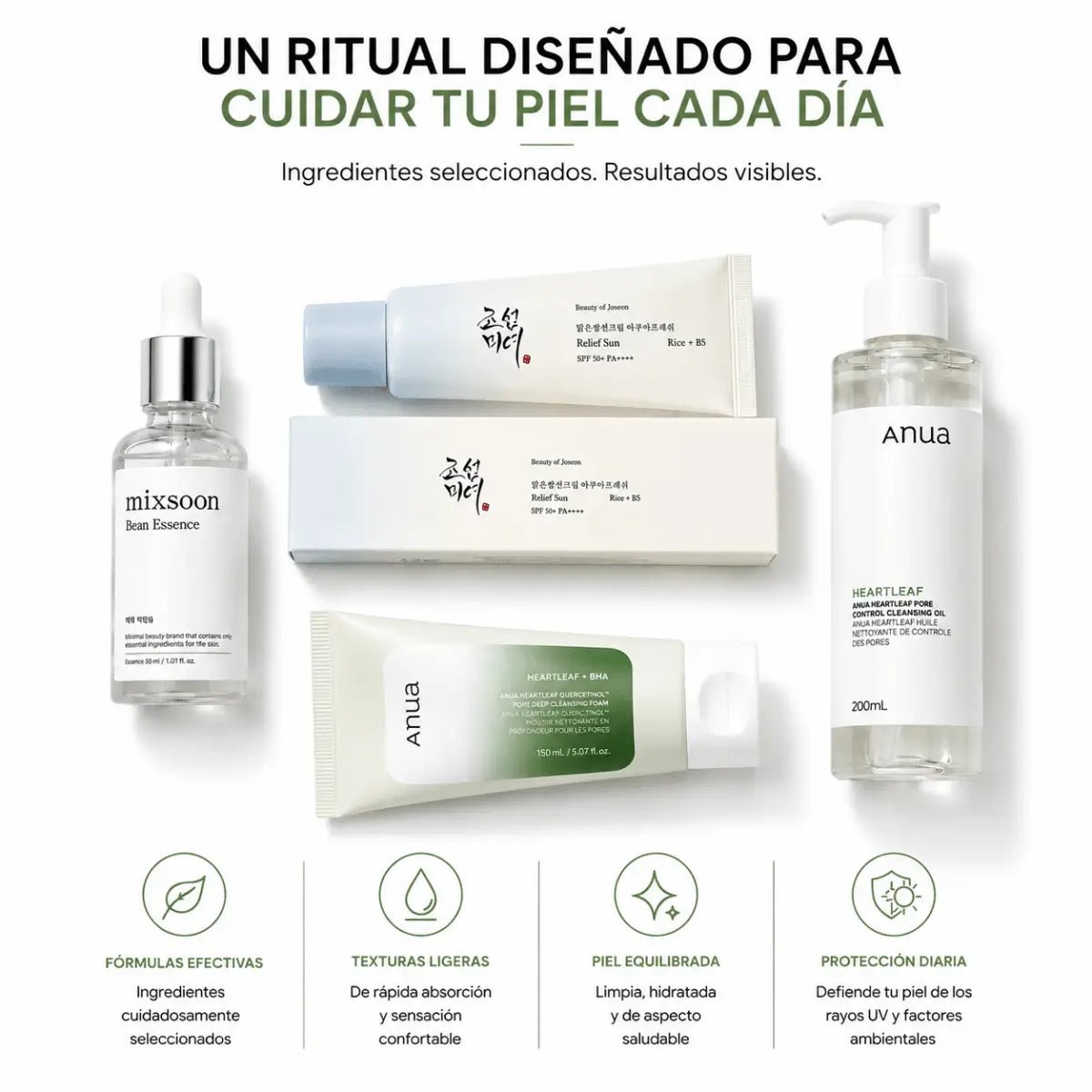 Kit Rutina Facial Coreana de 3 Pasos: Limpieza, Hidratación y Protección Solar - Zivanne