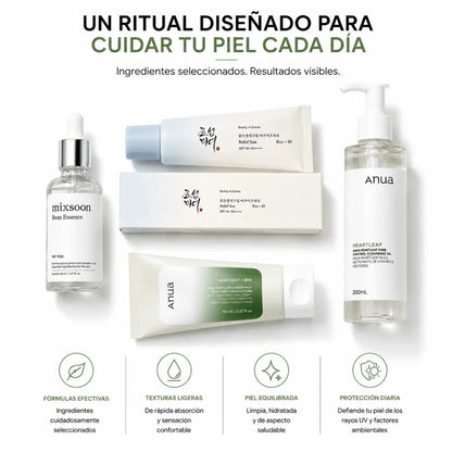 Kit Rutina Facial Coreana de 3 Pasos: Limpieza, Hidratación y Protección Solar - Zivanne