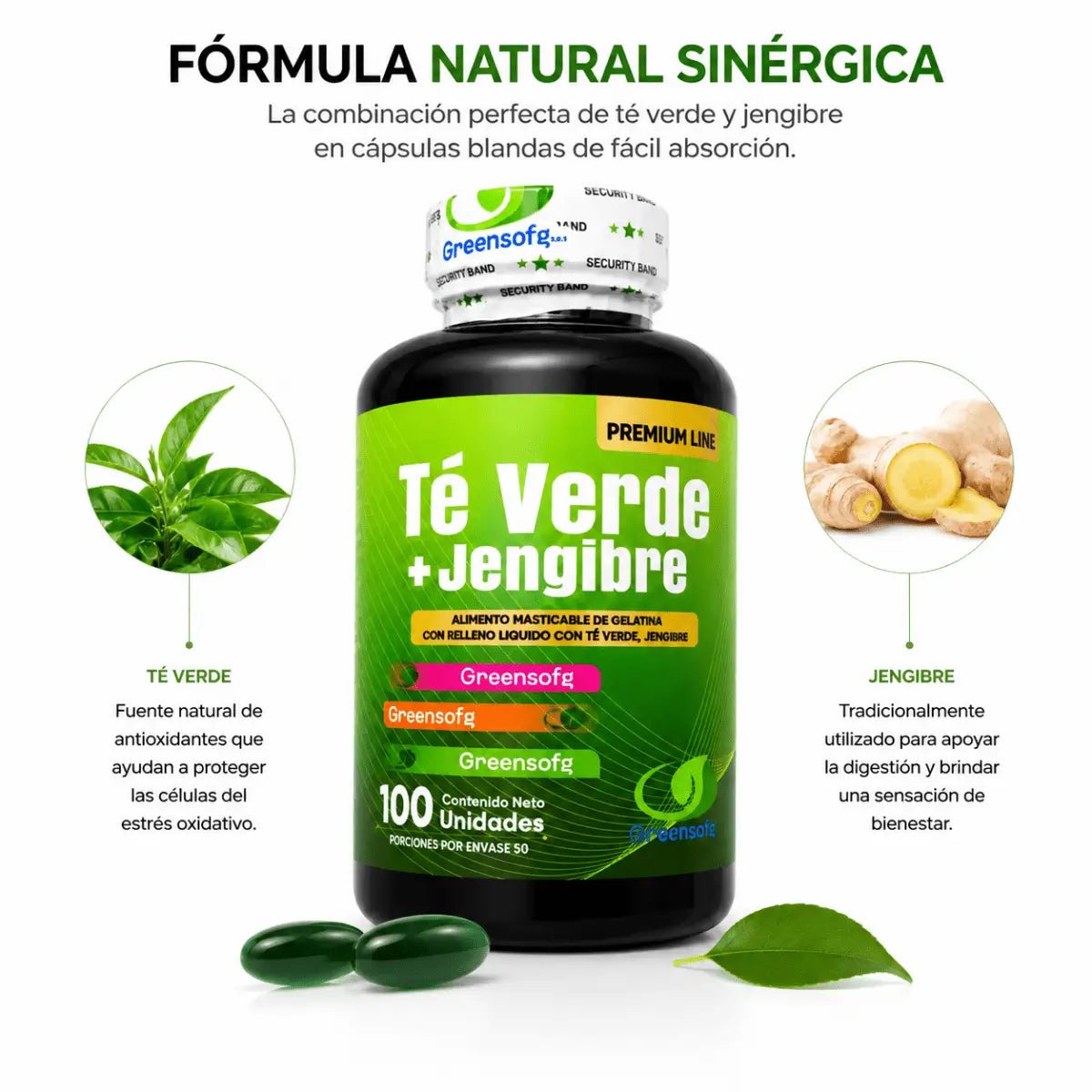 Té Verde + Jengibre Greensoftg – Cápsulas Blandas - Zivanne