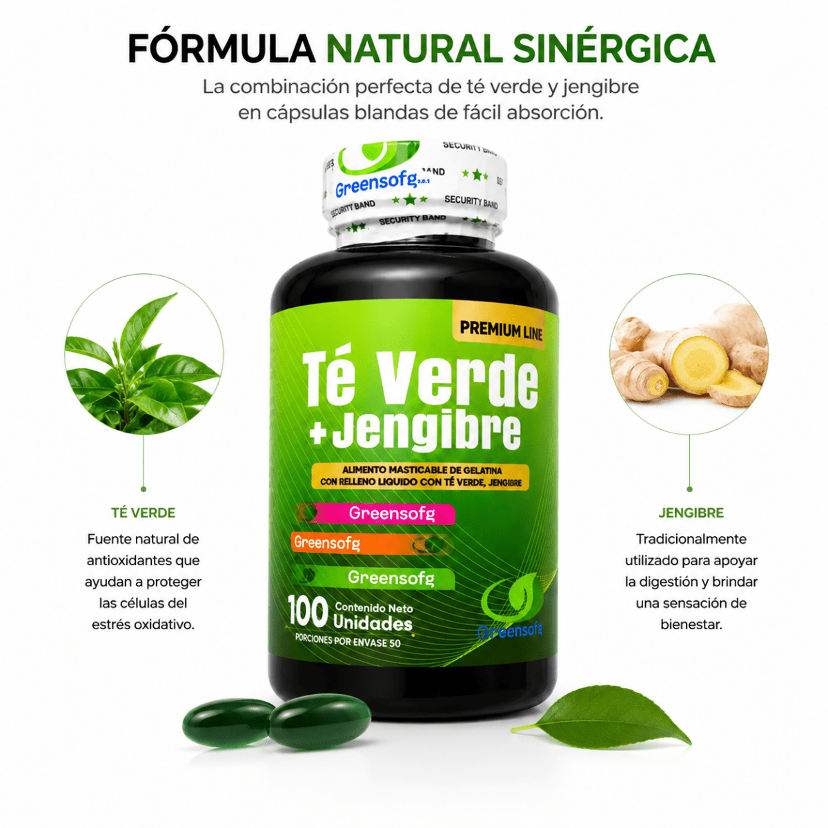 Té Verde + Jengibre Greensoftg – Cápsulas Blandas - Zivanne