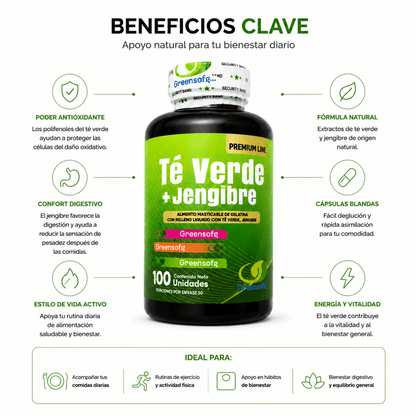Té Verde + Jengibre Greensoftg – Cápsulas Blandas - Zivanne