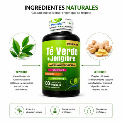 Té Verde + Jengibre Greensoftg – Cápsulas Blandas - Zivanne