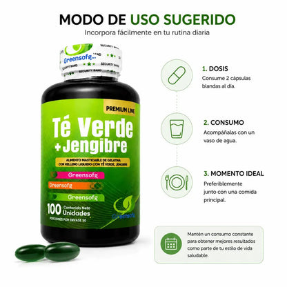 Té Verde + Jengibre Greensoftg – Cápsulas Blandas - Zivanne