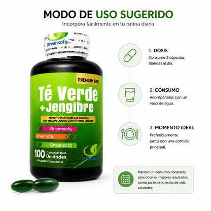 Té Verde + Jengibre Greensoftg – Cápsulas Blandas - Zivanne