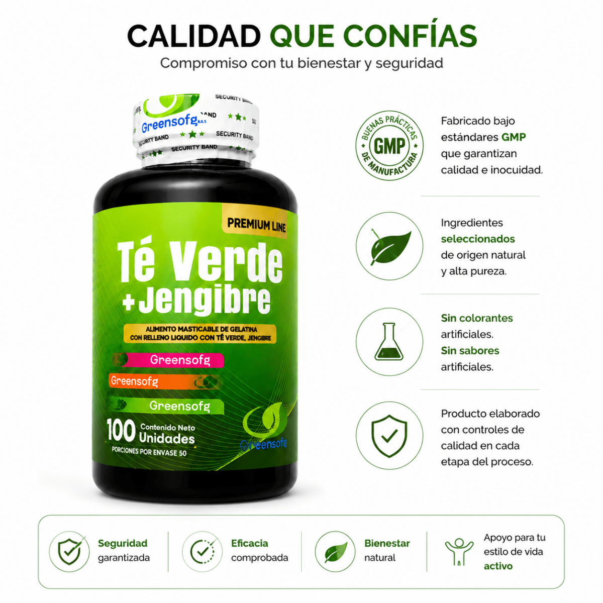 Té Verde + Jengibre Greensoftg – Cápsulas Blandas - Zivanne