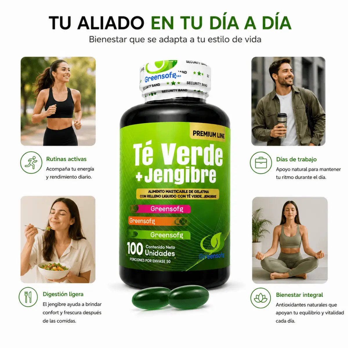 Té Verde + Jengibre Greensoftg – Cápsulas Blandas - Zivanne