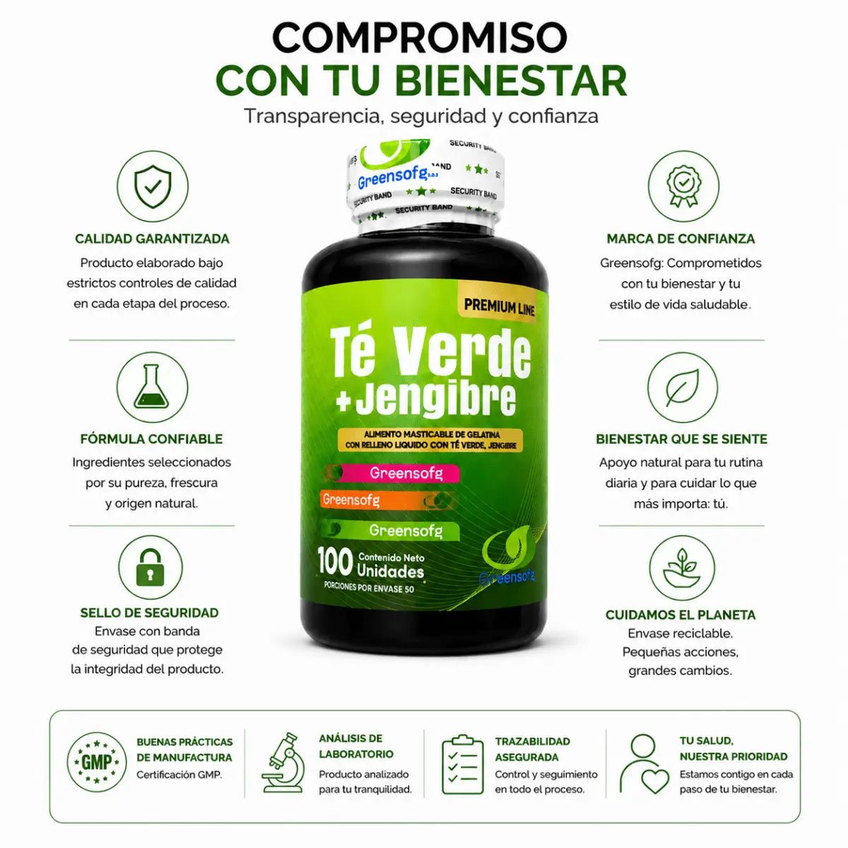 Té Verde + Jengibre Greensoftg – Cápsulas Blandas - Zivanne