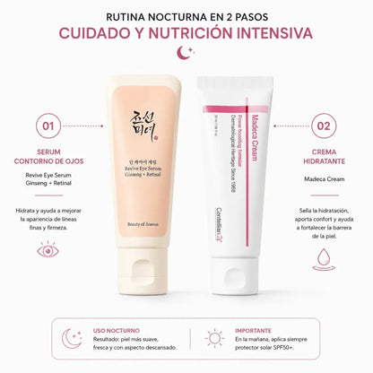 Kit Rutina Nocturna Coreana: Revive Eye Serum + Madeca Cream - Zivanne
