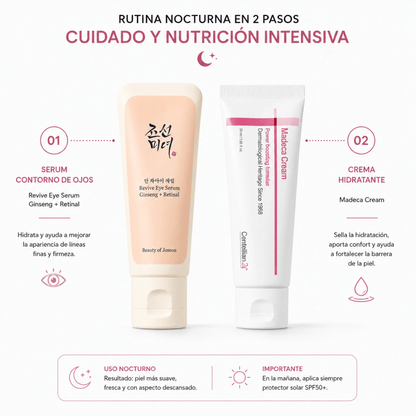 Kit Rutina Nocturna Coreana: Revive Eye Serum + Madeca Cream - Zivanne