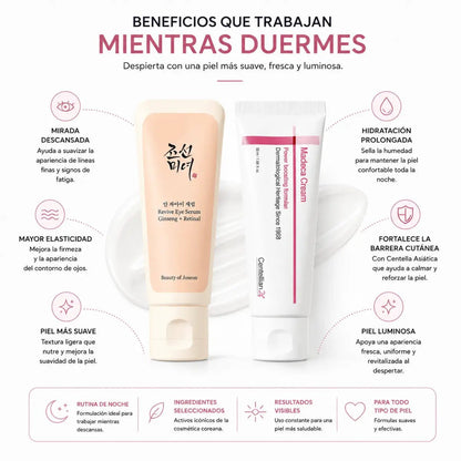Kit Rutina Nocturna Coreana: Revive Eye Serum + Madeca Cream - Zivanne