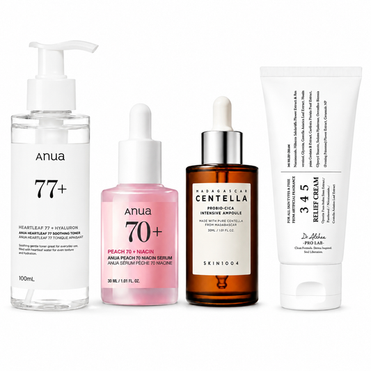 Zivanne, Kit Protocolo Textura y Barrera Glass Skin, Rutina de Cuidado Facial K-Beauty, Set de 4 Piezas