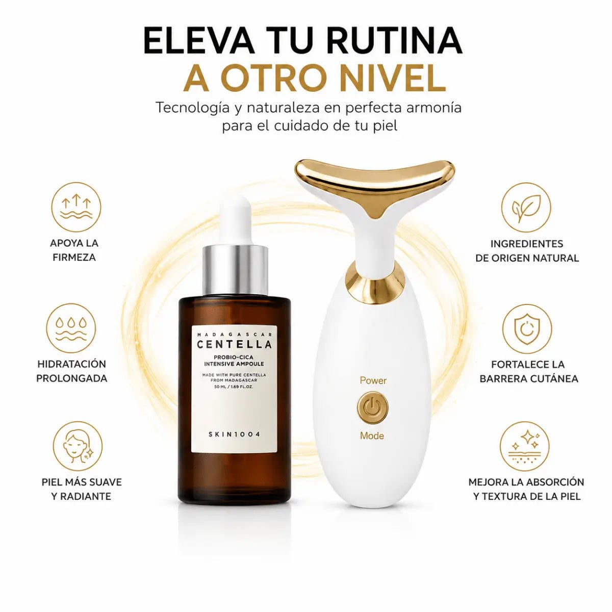 Kit Tonificante Facial: Masajeador + Crema Reafirmante. - Zivanne