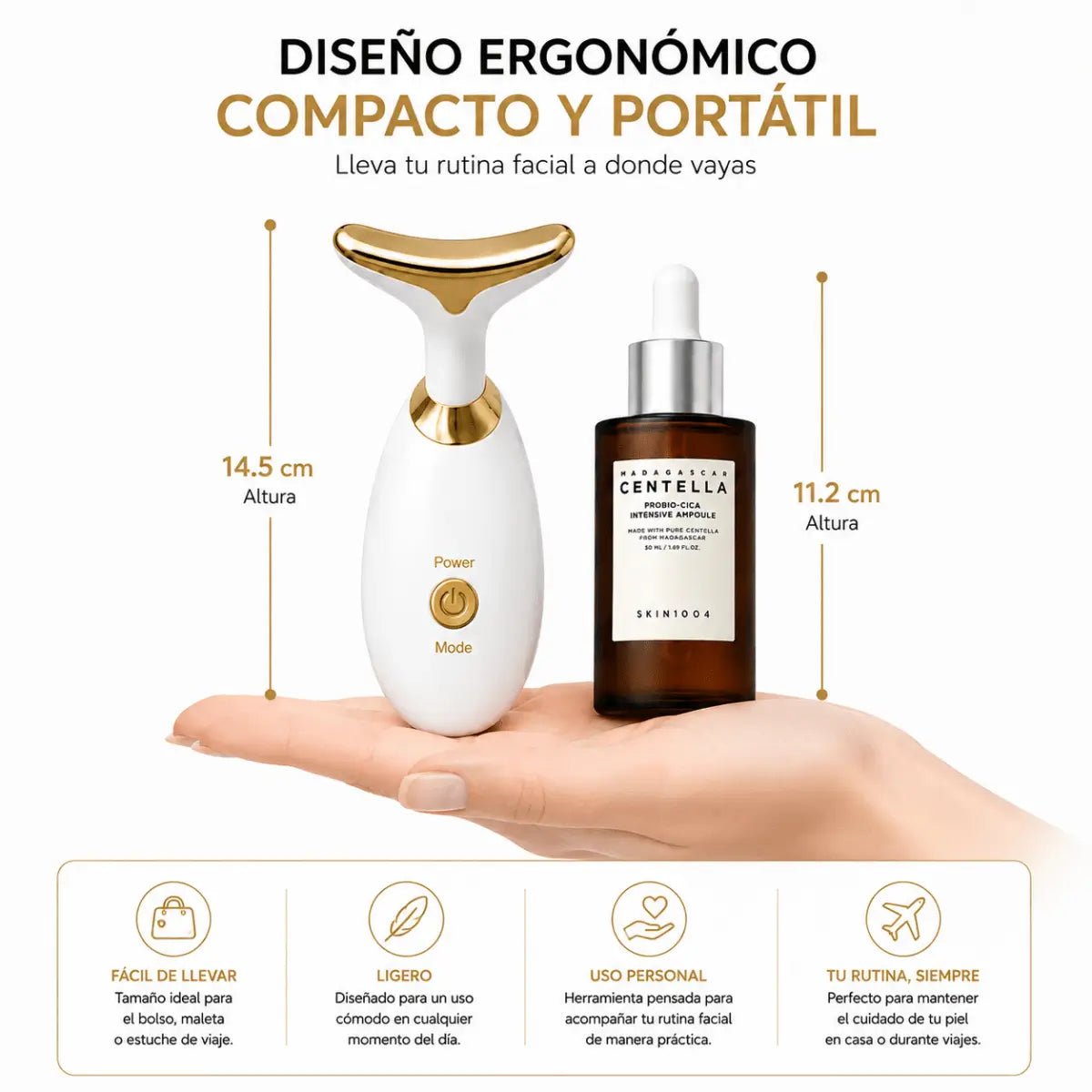 Kit Tonificante Facial: Masajeador + Crema Reafirmante. - Zivanne