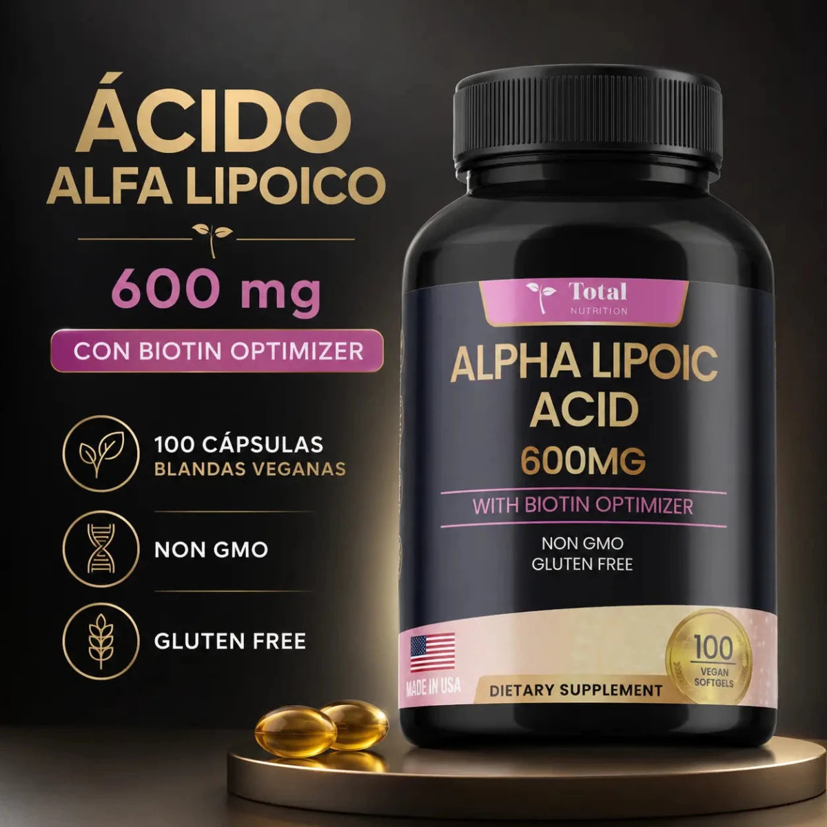 Ácido Alfa Lipoico Total Health Suplemento Antioxidante Zivanne