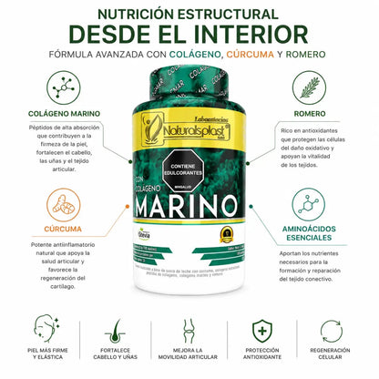 Colágeno Marino Naturalsplast con Cúrcuma y Romero 100 tabletas Zivanne