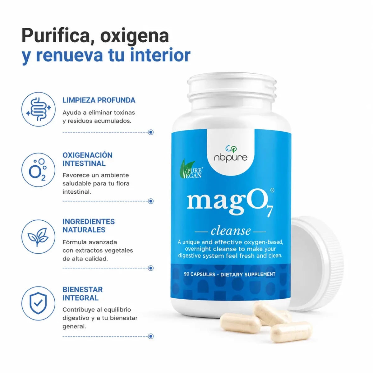 NBPURE Mag07 Cleanse 90 Capsulas Suplemento de Magnesio Zivanne