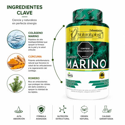 Colágeno Marino Naturalsplast con Cúrcuma y Romero 100 tabletas Zivanne
