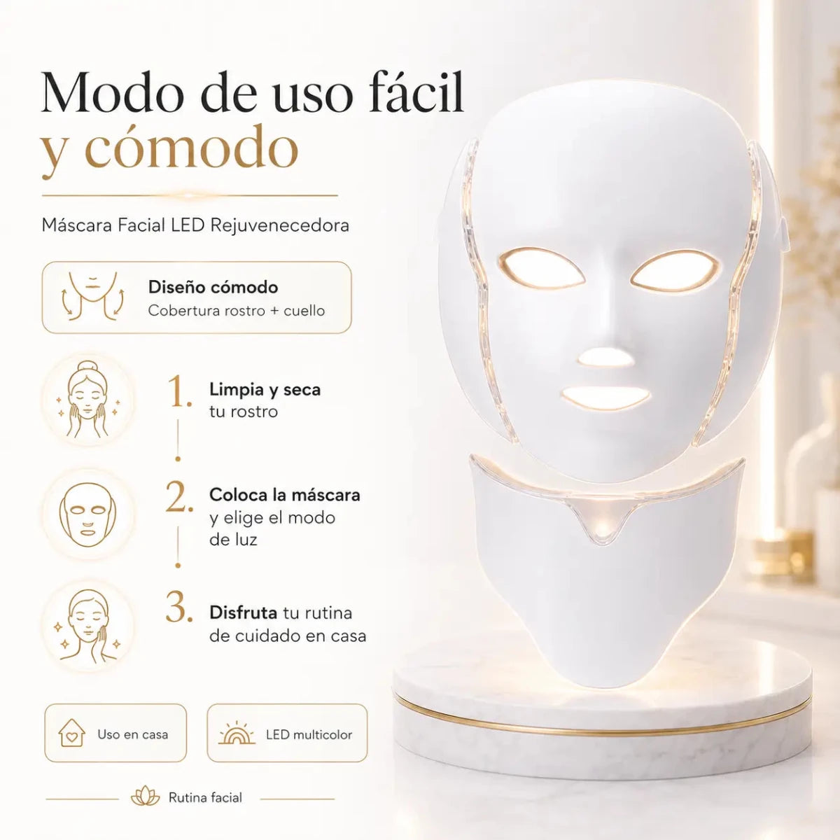 Zivanne Máscara Facial LED dispositivo de cuidado cosmético