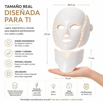 Zivanne Máscara Facial LED dispositivo de cuidado cosmético