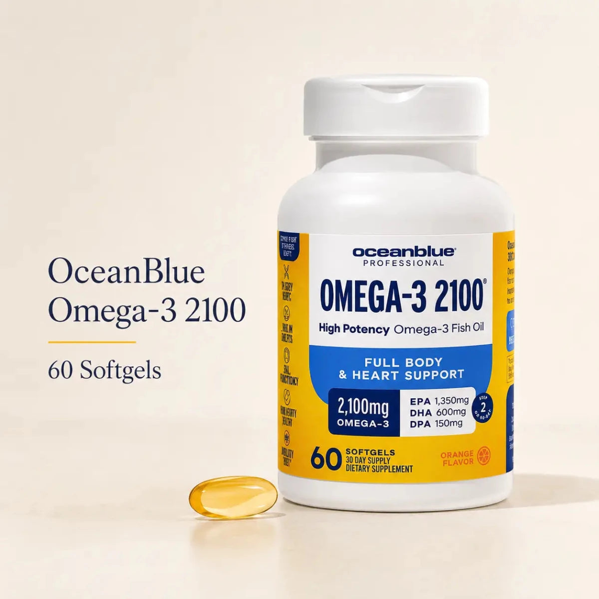 Omega-3 OceanBlue 2100 60 Cápsulas Blandas suplemento dietario Zivanne
