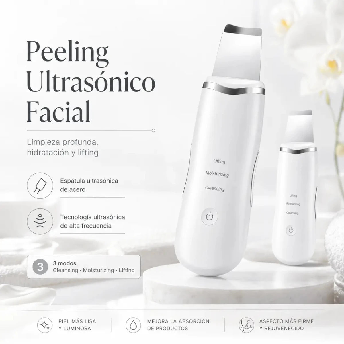 Zivanne Espátula Facial Ultrasónica Portátil — Dispositivo para cuidado cosmético - Zivanne
