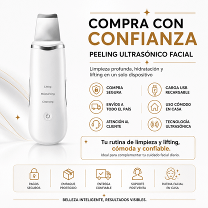 Zivanne Espátula Facial Ultrasónica Portátil — Dispositivo para cuidado cosmético - Zivanne