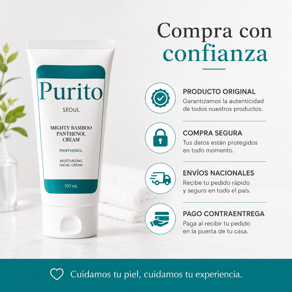 rema PURITO Pantenol y Bambú 120ml crema hidratante facial Zivanne