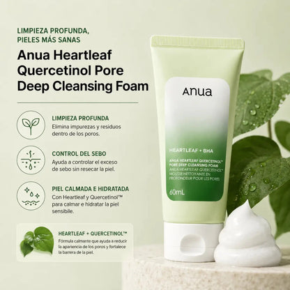 Anua Heartleaf Quercetinol Cleansing Foam 60ml espuma limpiadora facial
