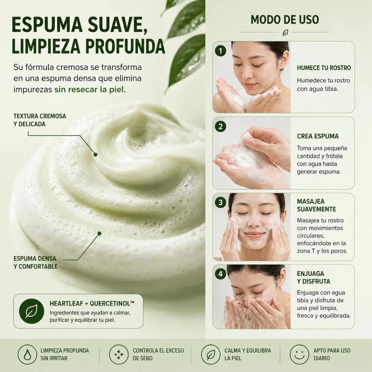 Anua Heartleaf Quercetinol Cleansing Foam 60ml espuma limpiadora facial